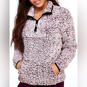 Victoria’s Secret PINK Casual Quarter Zip Pullover Sherpa Teddy Jacket Medium